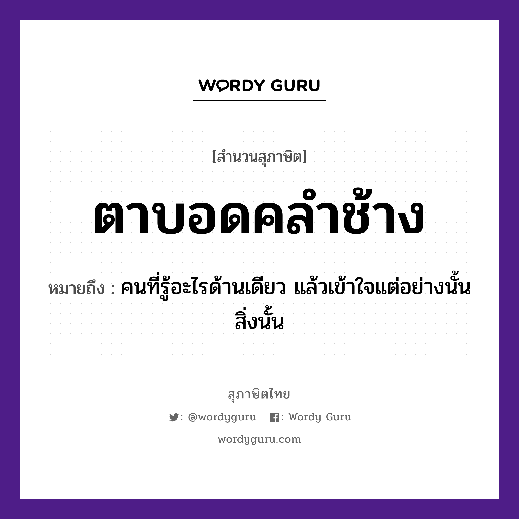 คำสุภาษิต: ตาบอดคลำช้าง หมายถึง?, หมายถึง คนที่รู้อะไรด้านเดียว แล้วเข้าใจแต่อย่างนั้น สิ่งนั้น คำนาม คน